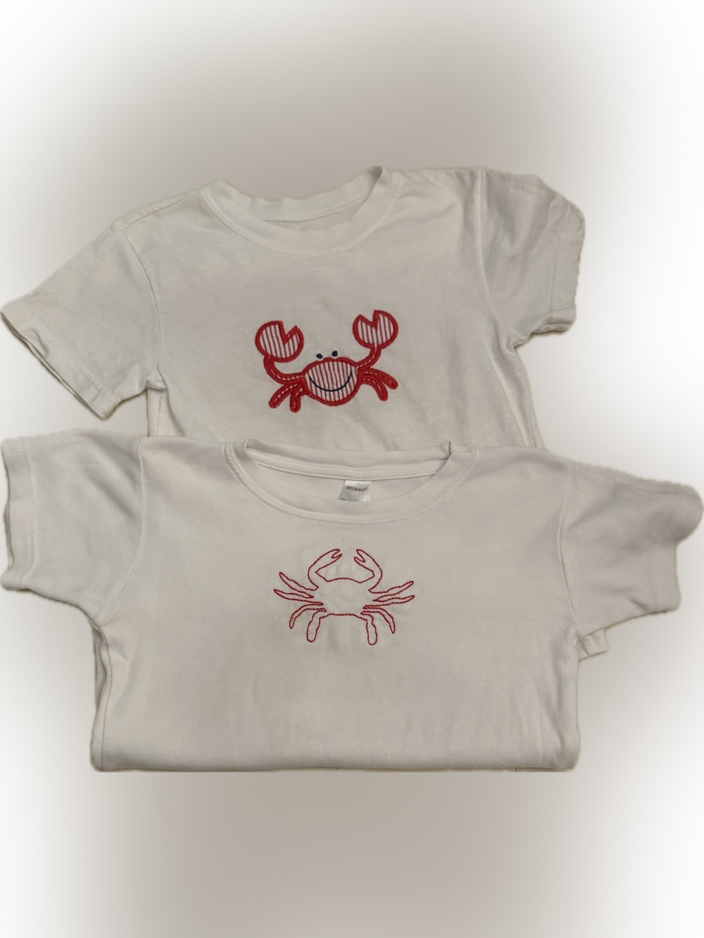 2 piece bundle of boys crab embroidered tees